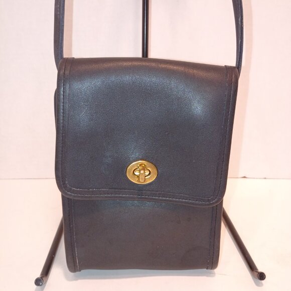 1995 COACH Scooter Bag Black Leather Compact Crossbody Swivel Clasp K5D 9893 - Picture 3 of 15